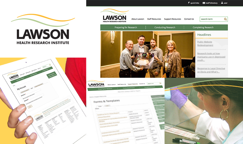 Images representing the Lawson Health Research Institute website