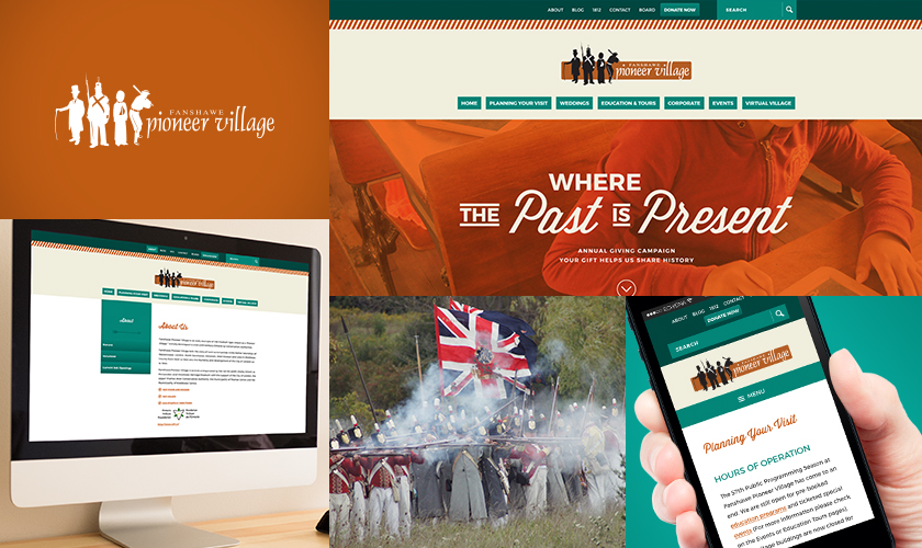 Images representing the Fanshawe Pioneer Village website.